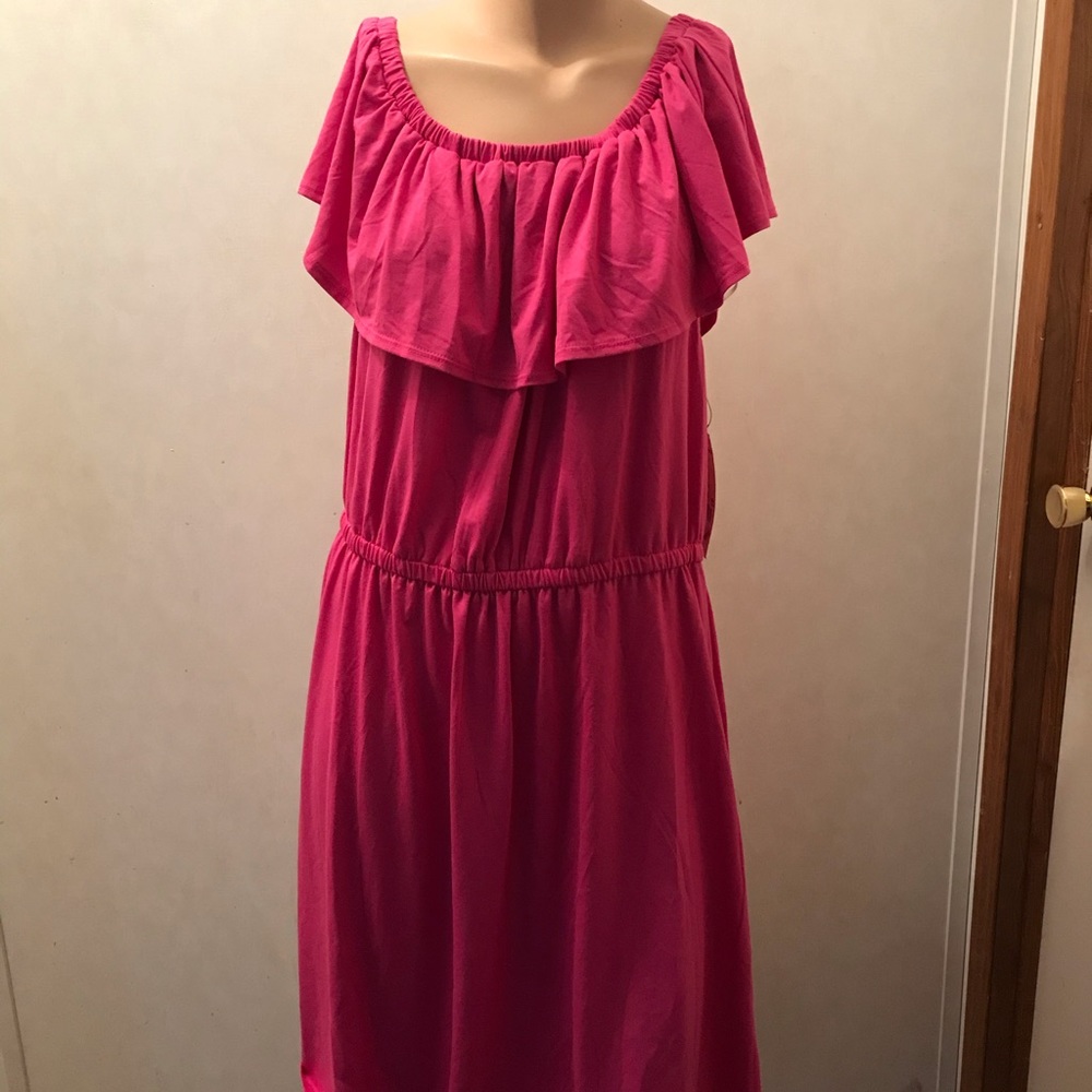Pink dress.
